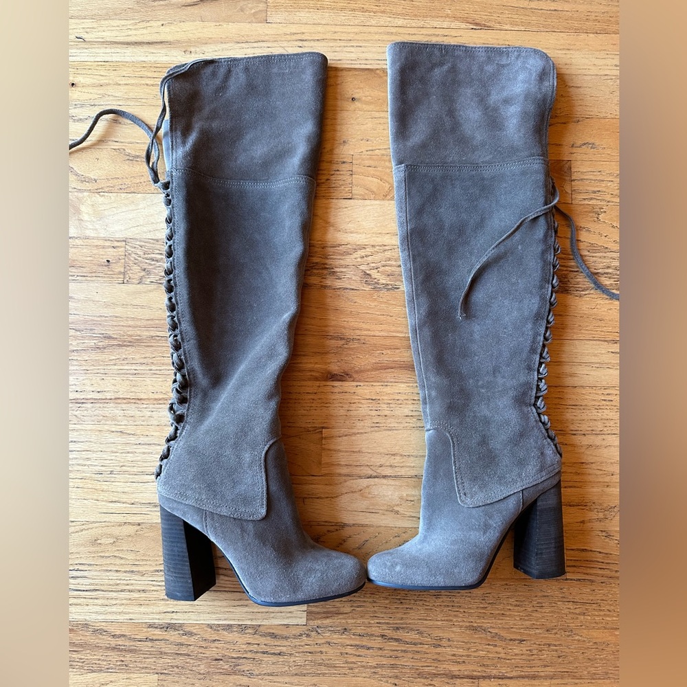 Vince Camuto over the knee Talla boot light brown lace back 9 - Picture 2 of 5